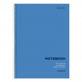 Тетрадь А4, 120 л., BRAUBERG, гребень, клетка, матовая ламинация, "Классика Blue", 405643