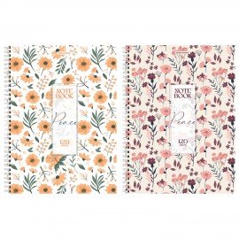 Тетрадь А4, 120 л., BRAUBERG, гребень, клетка, матовая ламинация, "Цветочный паттерн", 405646