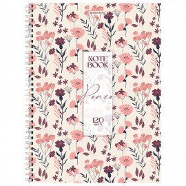 Тетрадь А4, 120 л., BRAUBERG, гребень, клетка, матовая ламинация, "Цветочный паттерн", 405646