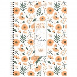 Тетрадь А4, 120 л., BRAUBERG, гребень, клетка, матовая ламинация, "Цветочный паттерн", 405646