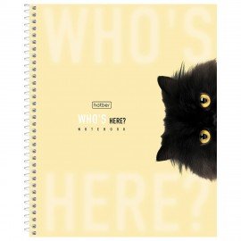 Тетрадь А5 96л. HATBER спираль, клетка, матовая ламинация, Кто здесь? (микс в спайке), 96Т5лВ1сп