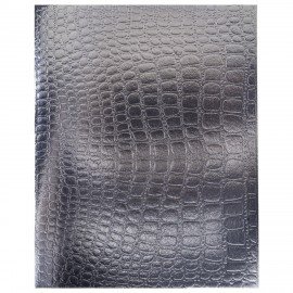 Тетрадь бумвинил А5 48л. скоба, офсет №1, клетка, с полями, СЕРЕБРО Metallic CROCO, H, 48Т5бвВ1