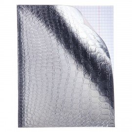 Тетрадь бумвинил А5 96л. скоба, офсет №1, клетка, с полями, HATBER, СЕРЕБРО Metallic, 96Т5бвВ1