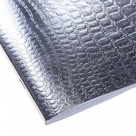 Тетрадь бумвинил А5 96л. скоба, офсет №1, клетка, с полями, HATBER, СЕРЕБРО Metallic, 96Т5бвВ1
