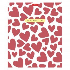 Тетрадь обложка пластик, А5 48л. скоба, клетка, HATBER, LOVE IS.... (микс в спайке),, 48Т5В1пл