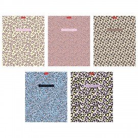 Тетрадь обложка пластик, А5 48л. скоба, клетка, HATBER, LEO-принт (микс в спайке), 09, 48Т5В1пл