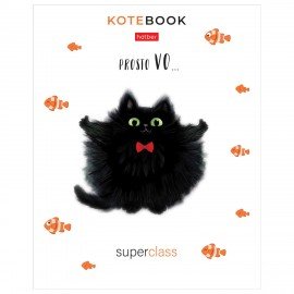 Тетрадь обложка пластик, А5 48л. скоба, линия, HATBER, Котэ (микс в спайке), 091627, 48Т5В2пл