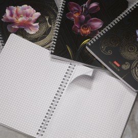 Тетрадь А5 96л. HATBER гребень, клетка, матовая ламинация, 3D фольга, Золотая гармони, 96Т5лофВ1гр