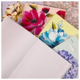 Тетрадь А5 96л. HATBER скоба, клетка, тиснение, Красочные лепестки (микс в спайке), 0, 96Т5тВ1