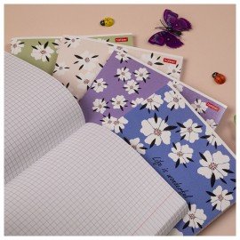 Тетрадь А5 96л. HATBER скоба, клетка, тиснение, Музыка цветов (микс в спайке), 093165, 96Т5тВ1