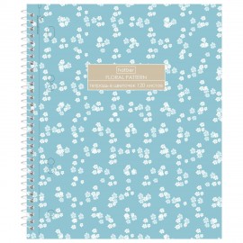 Тетрадь А5 120л. HATBER спираль, клетка, Soft-touch ламинация, 3 разделителя, Floral,, 120Тр5лВ1сп_357