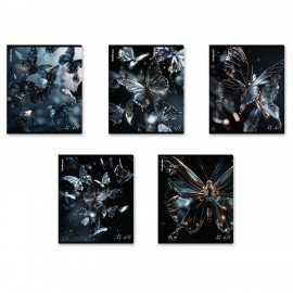 Тетрадь А5 48л. ErichKrause, скоба, клетка, матовая лам+УФ, Glass Butterflies микс в спайке, 63315