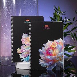 Тетрадь А4 96л. HATBER гребень, клетка, Soft-touch ламинация, 3D лак, Хрупкие лепестк, 96Т4лолВ1гр