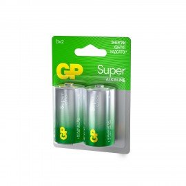 Батарейки GP Super, D (LR20, 13А), алкалиновые, КОМПЛЕКТ 2 шт., блистер, 13A-2CR2