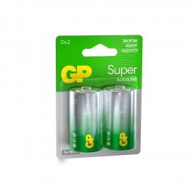 Батарейки GP Super, D (LR20, 13А), алкалиновые, КОМПЛЕКТ 2 шт., блистер, 13A-2CR2