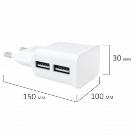 Зарядное устройство сетевое (220 В) RED LINE NT-2A, кабель microUSB 1 м, 2 порта USB, выходной ток 2,1 А, белое, УТ000012256