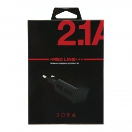 Зарядное устройство сетевое (220 В) RED LINE NT-2A, 2 порта USB, выходной ток 2,1 А, черное, УТ000009404