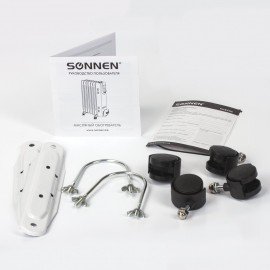 Обогреватель масляный SONNEN DFS-11, 2500 Вт, 11 секций, белый, 453500