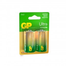 Батарейки GP Ultra, D (LR20, 13А), алкалиновые, КОМПЛЕКТ 2 шт., блистер, 13AU-CR2