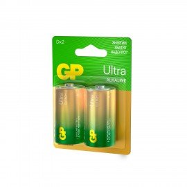 Батарейки GP Ultra, D (LR20, 13А), алкалиновые, КОМПЛЕКТ 2 шт., блистер, 13AU-CR2