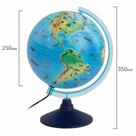 Глобус зоогеографический GLOBEN "Классик Евро", 25 см, с подсветкой, детский, Ке012500270
