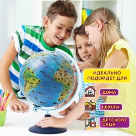 Глобус зоогеографический GLOBEN "Классик Евро", 25 см, с подсветкой, детский, Ке012500270