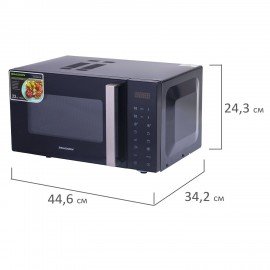Микроволновая печь без поворотного стола BRASSON MW2390D-11GP, ГРИЛЬ, 9 ПРОГРАММ, 23 л, 900 Вт, сенсорное управление, черная, 454981