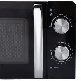 Микроволновая печь SONNEN MW2070BLCR-6MB, 20 л, 700 Вт, таймер, механическое управление, ручка, черная/хром, 454982