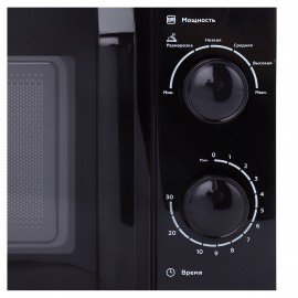 Микроволновая печь SONNEN MW2070BL-6MB, 20 л, 700 Вт, таймер, механическое управление, ручка, черная, 454983