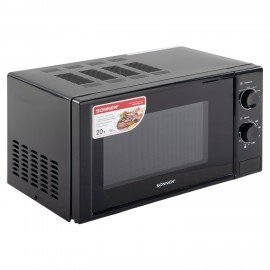 Микроволновая печь SONNEN MW2070BL-6M, 20 л, 700 Вт, таймер, механическое управление, кнопка, черная, 454984