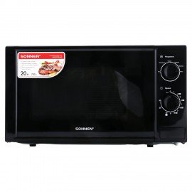 Микроволновая печь SONNEN MW2070BL-6M, 20 л, 700 Вт, таймер, механическое управление, кнопка, черная, 454984