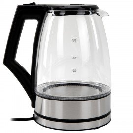 Чайник электрический SONNEN KT-1807, 1,8 л, 2200 Вт, термостойкое стекло, внутренняя подсветка синяя, нержавеющая сталь, 455140