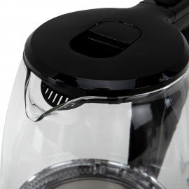 Чайник электрический SONNEN KT-1807, 1,8 л, 2200 Вт, термостойкое стекло, внутренняя подсветка синяя, нержавеющая сталь, 455140