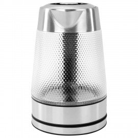 Чайник электрический SONNEN KT-1809, 1,8л, 2200 Вт, термостойкое стекло текстура ромб, внутренняя подсветка синяя, нержавеющая сталь, 455142