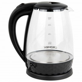 Чайник электрический CROMEX KT-308, 1,8 л, 1500 Вт, стекло, черный, 455150