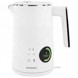 Чайник электрический с двойными стенками, терморегулятором и дисплеем BRASSON KT-264, 1,5л, 2200Вт, 7 температурных режимов, белый, 455193