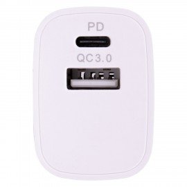 Зарядное устройство быстрое сетевое (220 В) SONNEN, USB QC 3.0 + Type-C PD 20 Вт, 3 А, белое, 455505