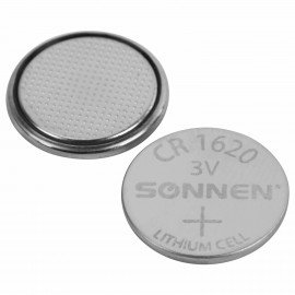 Батарейка литиевая SONNEN Lithium CR1620 "таблетка, дисковая, кнопочная" 1 шт., блистер, 455599