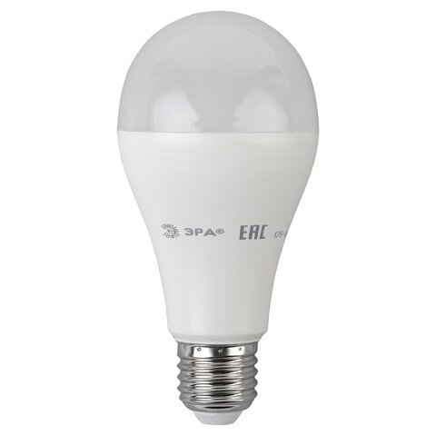 Лампа светодиодная ЭРА, 20(150)Вт, цоколь Е27, груша, теплый белый, 25000 ч, LED A65-20W-2700-E27, Б0050687