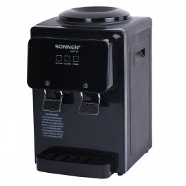 Кулер для воды SONNEN TSE-02FBP, настольный, НАГРЕВ/ОХЛАЖДЕНИЕ ЭЛЕКТРОННОЕ, 2 крана, антрацит, 455750