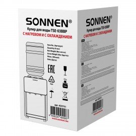 Кулер для воды SONNEN TSE-03BBP, настольный, НАГРЕВ/ОХЛАЖДЕНИЕ ЭЛЕКТРОННОЕ, 3 крана, черный/бежевый, 455751