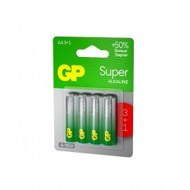 Батарейки КОМПЛЕКТ 4 шт., GP Super, AA (LR6,15А), алкалиновые, пальчиковые, ПРОМО 3+1, 15A3/1-2CR4