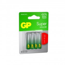 Батарейки КОМПЛЕКТ 4 шт., GP Super, AAA (LR03,24А), алкалиновые, мизинчиковые, ПРОМО 3+1, 24A3/1-2CR4
