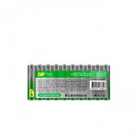 Батарейки GP Super, AAA (LR03, 24А), алкалиновые, мизинчиковые, КОМПЛЕКТ 10 шт., в пленке, 24A-2CRB10, GP 24A-2CRB10