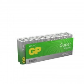 Батарейки GP Super, AAA (LR03, 24А), алкалиновые, мизинчиковые, КОМПЛЕКТ 20 шт., 24A-2CRVS20, GP 24A-2CRVS20