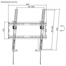Кронштейн-крепление для ТВ настенный, до 45 кг, VESA 75х75-400х400, 32"-70", черный, SONNEN, 455949