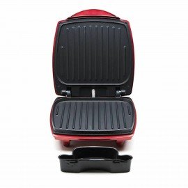 Электрогриль KITFORT КТ-1610, 1100 Вт, фиксированные панели, отсек для разогрева, красный