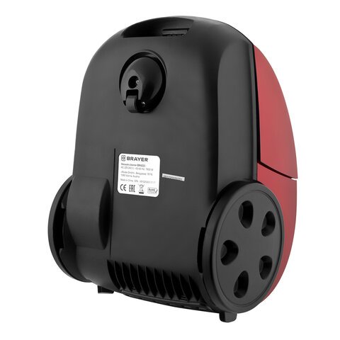 Пылесос BRAYER BR4223, с пылесборником, 1800 Вт, мощность всасывания 380 Вт, черный/красный