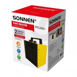 Тепловая пушка SONNEN PTC2001, 2000 Вт, керамический нагревательный элемент, 2 режима, 456205