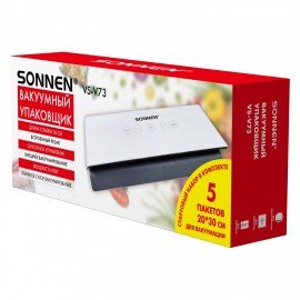 Вакууматор/вакуумный упаковщик SONNEN VS-V73, 3 режима, 95 Вт, запаивание до 30 см, сенсорная панель, резак, 456338